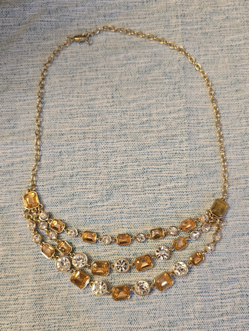 Napier Gold-Tone Amber & Clear Multi-Strand Statement Necklace